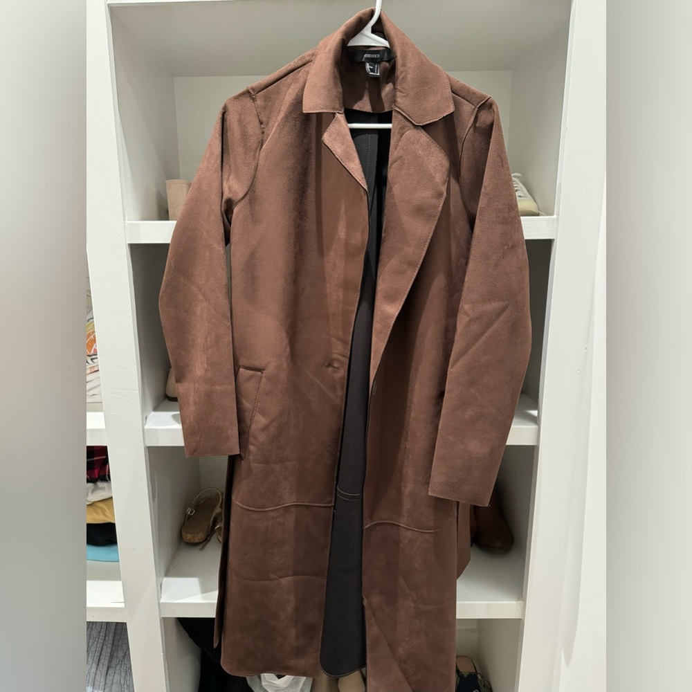 Brown Leather Coat: Forever21 XS/S